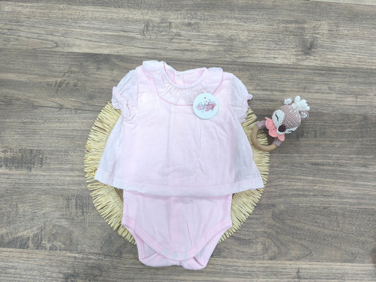 Body camisa de bebé en plumeti |manga corta (3-24 meses)