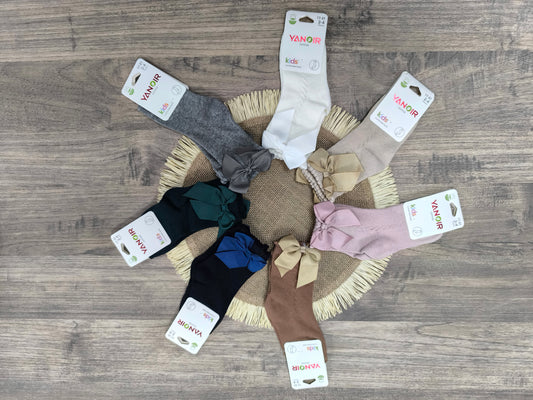 Calcetines Altos con lazo Yanoir para Niños y Niñas –  Algodón (Tallas 2 a 8 Años)