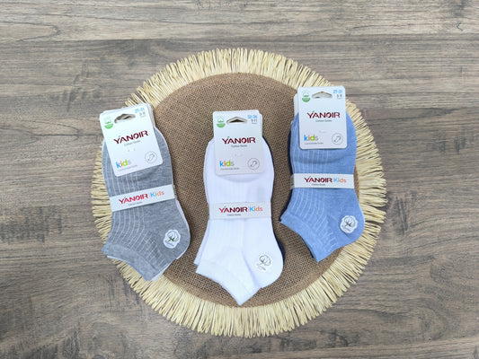 Pack 3 Calcetines Niño y Niña Yanoir – Tonos Azules, Blanco y Gris (Tallas 3-11)