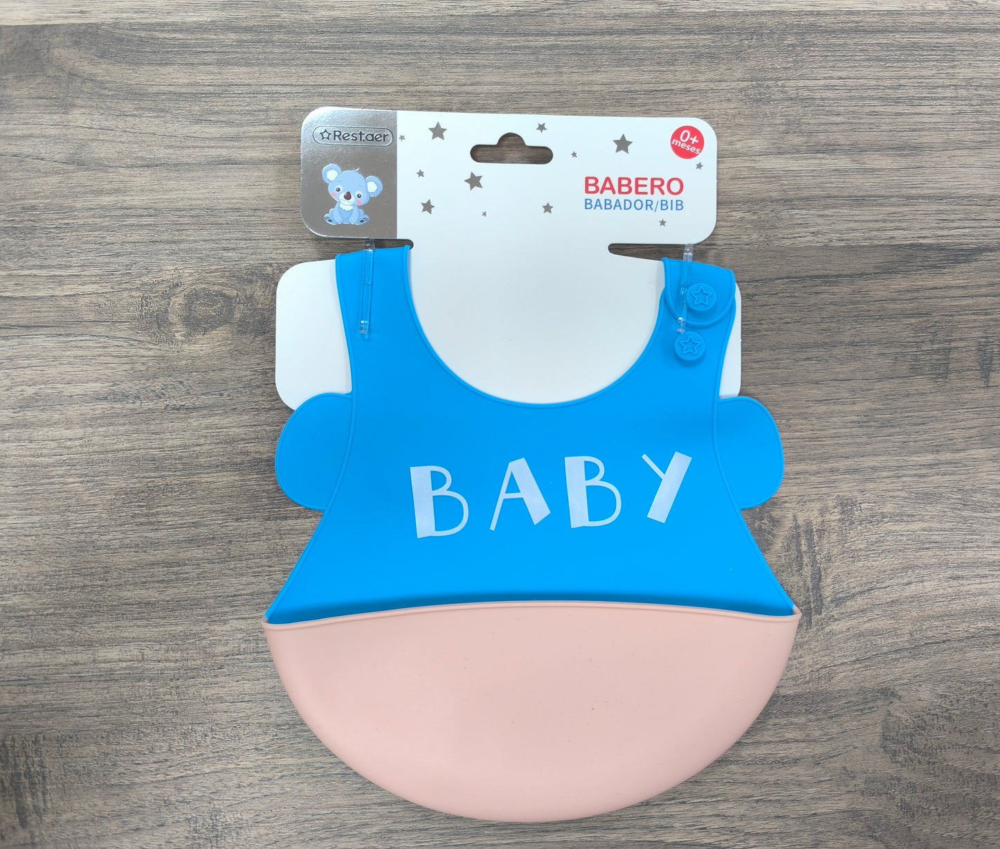 Babero impermeable de silicona con bolsillo para bebés– Ajustable en 3 posiciones, fácil de limpiar