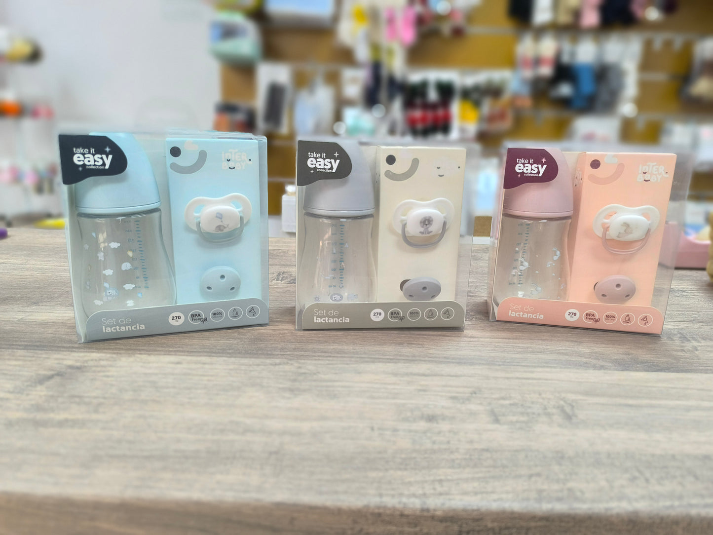 Set de Lactancia Interbaby – Biberón Tritan 270 ml, Chupete de Silicona y Chupetero