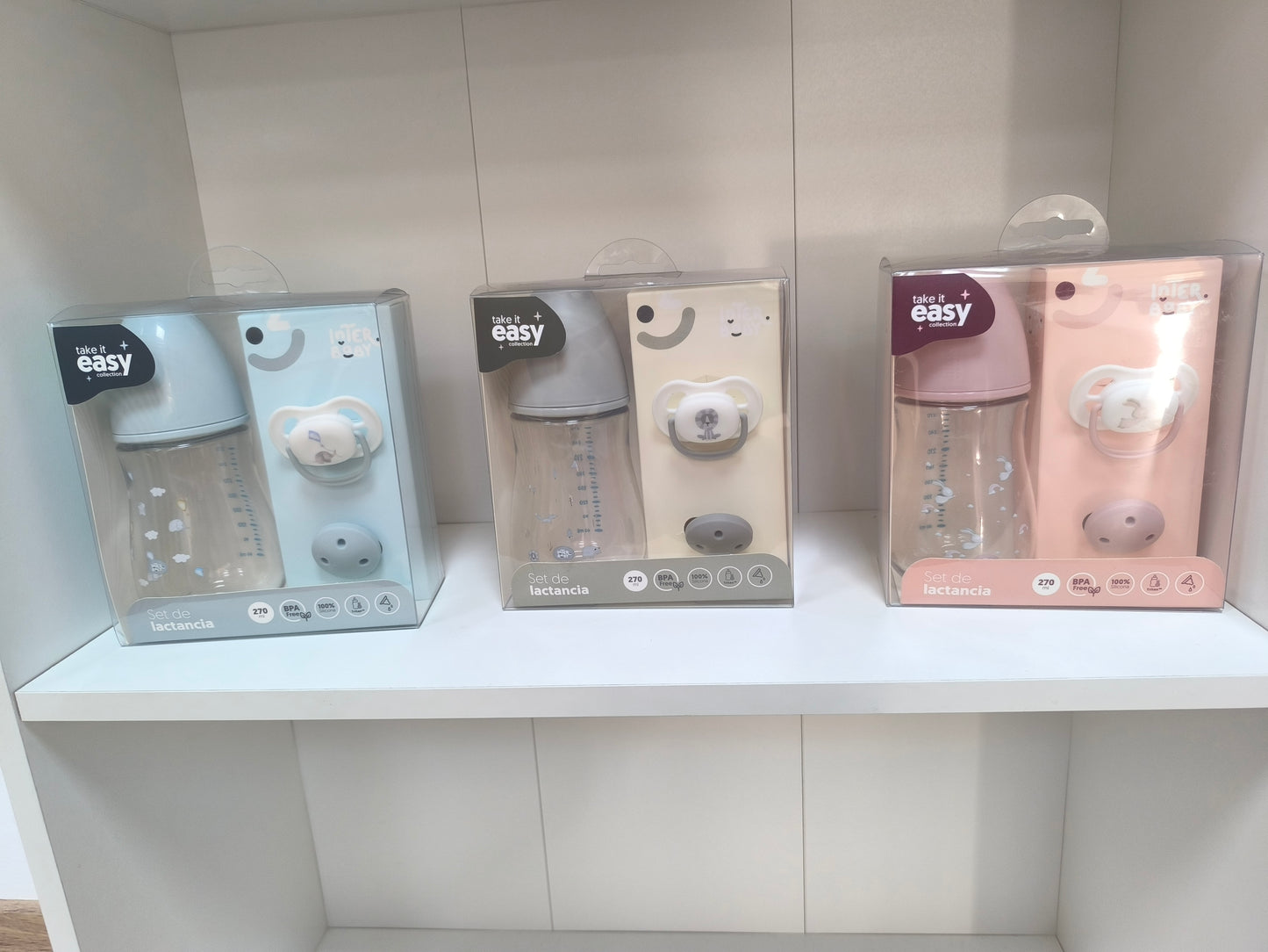 Set de Lactancia Interbaby – Biberón Tritan 270 ml, Chupete de Silicona y Chupetero