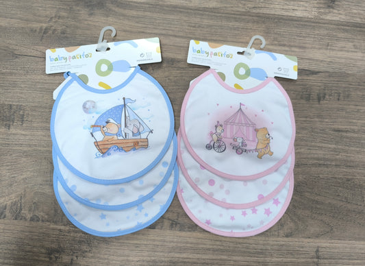 Pack de 3 baberos Babypasitos – 100% algodón, plastificados, desde 0 meses