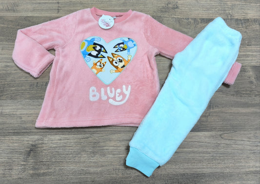 Pijama infantil Bluey de coralina en color rosa - Disney