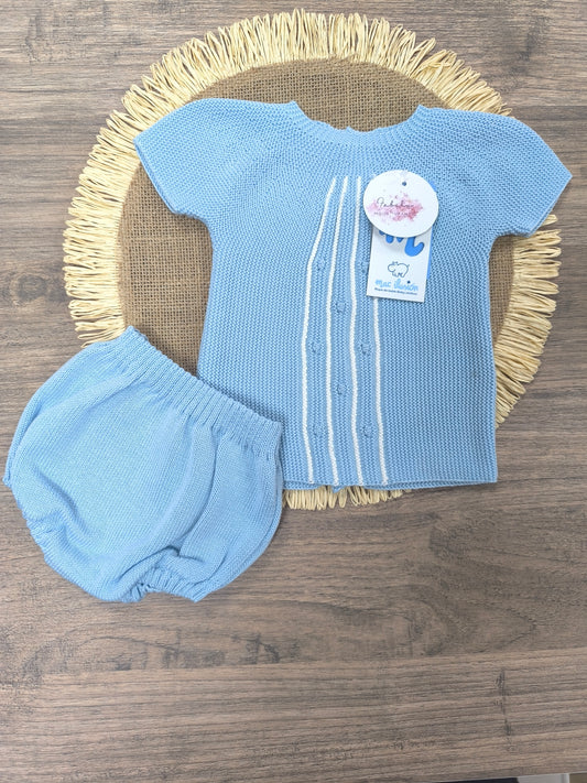 Conjunto de Primera Puesta Mac Ilusión Azul Brisa | Conjunto de Hilo de Bebé de Dos Piezas
