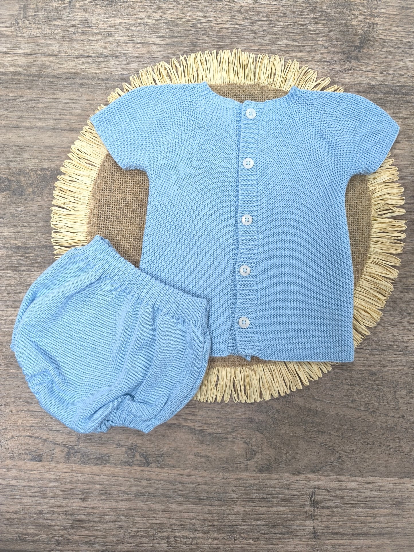 Conjunto de Primera Puesta Mac Ilusión Azul Brisa | Conjunto de Hilo de Bebé de Dos Piezas