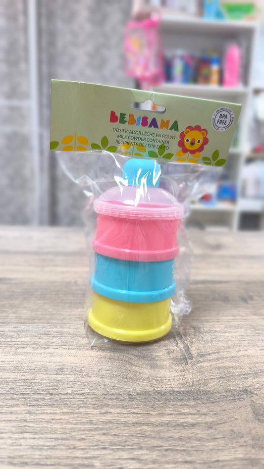 Dosificador de Leche en Polvo con 3 Compartimentos y Embudo Dispensador