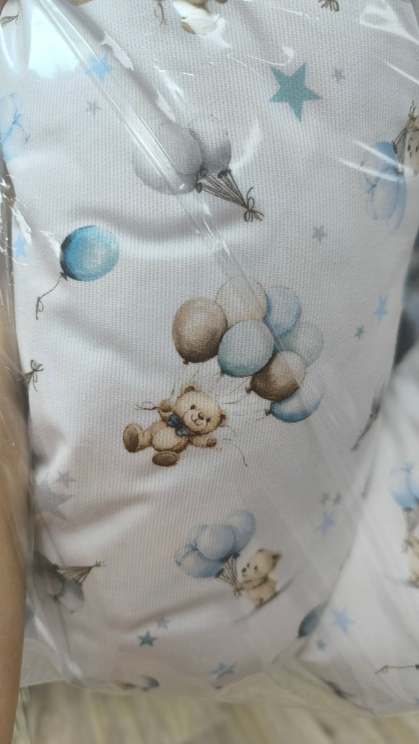 Cojín de Lactancia y Embarazo  |  Estampado de Ositos y Globos en Azul