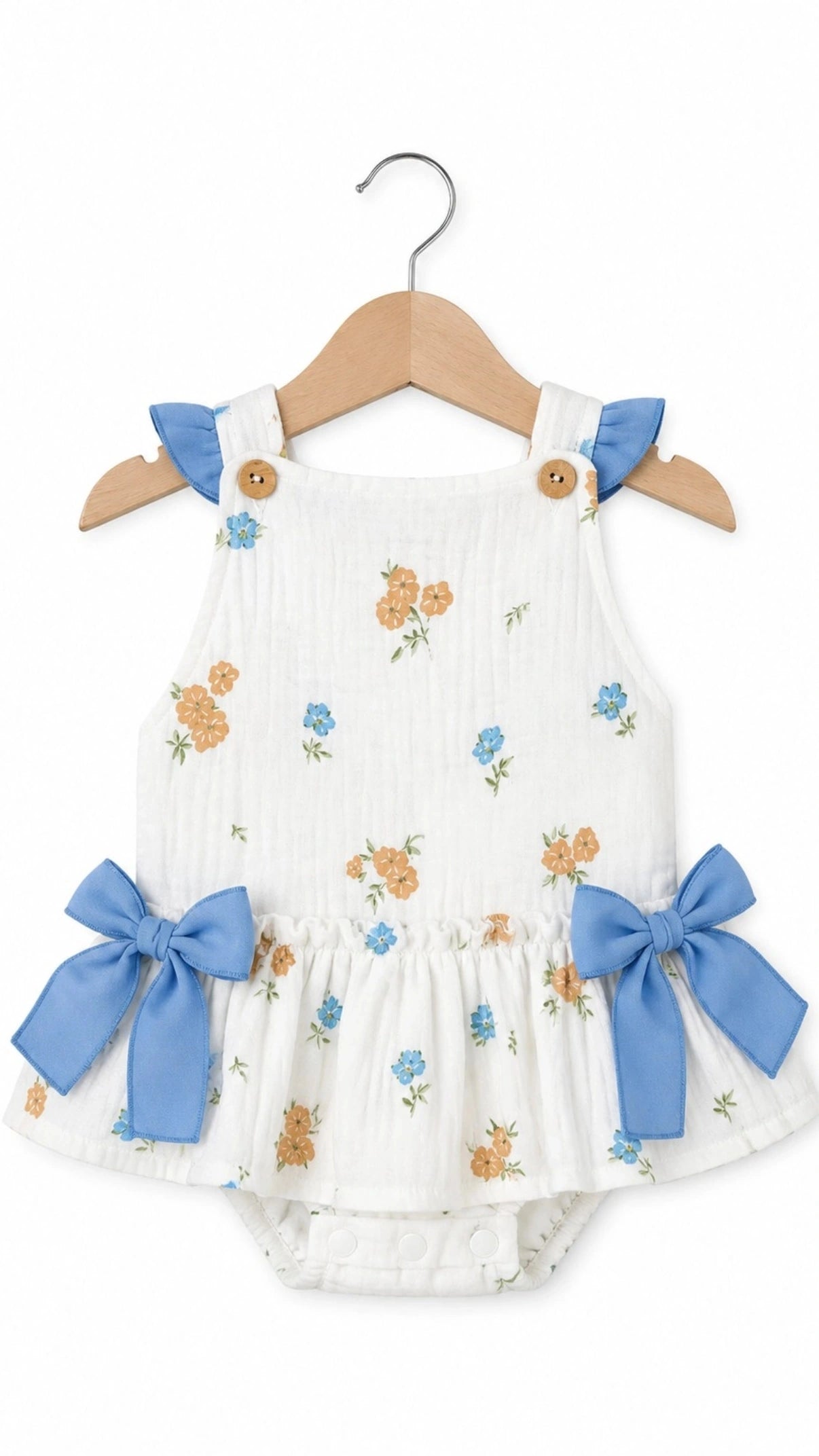 Peto de Bambula con Flores Azules para Bebé