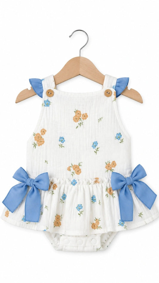 Peto de Bambula con Flores Azules para Bebé