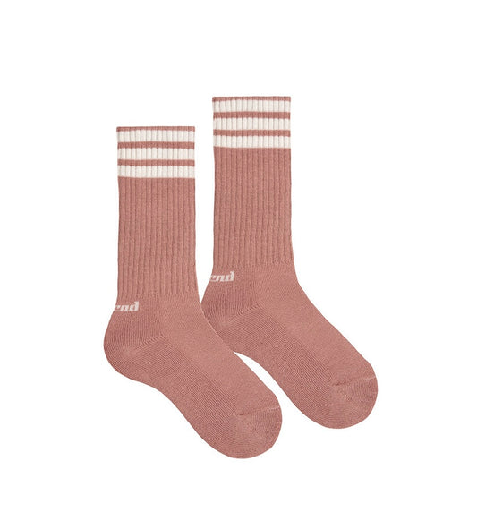 Calcetines sport puño americano, 3 listas y rizo en color Terracota | Cóndor