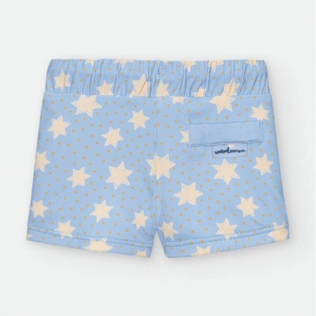 Bañador Boxer Niño Celeste con Estampado de estrellas | Waterlemon Ajustable y Cómodo