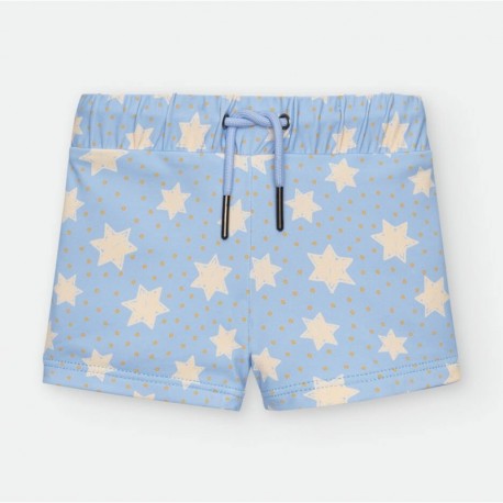 Bañador Boxer Niño Celeste con Estampado de estrellas | Waterlemon Ajustable y Cómodo