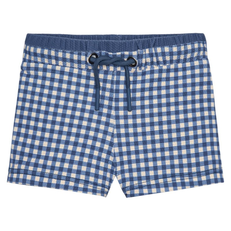 Bañador Boxer Niño Azul con Estampado vichy | Waterlemon Ajustable y Cómodo