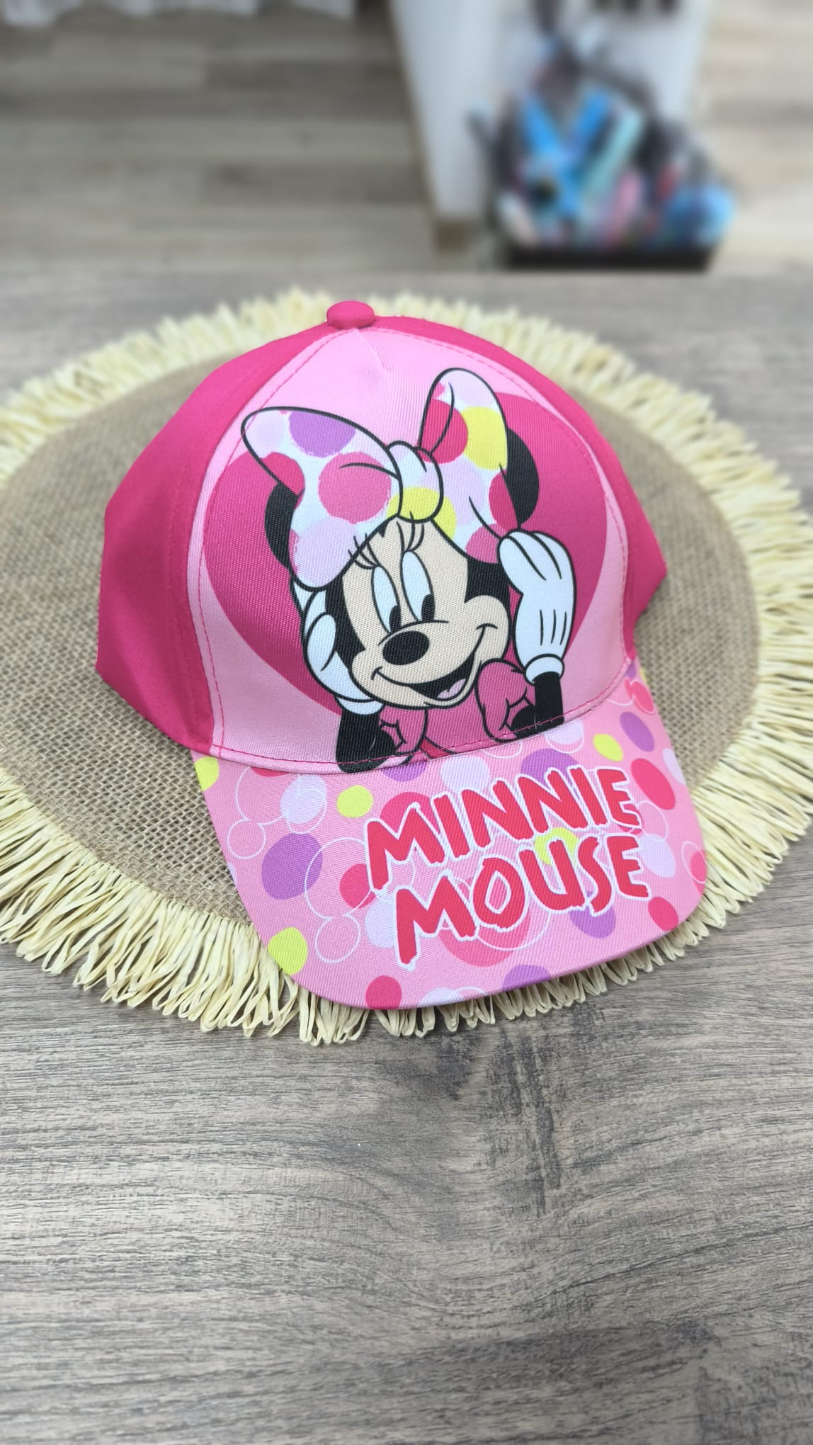 Gorra Infantil de Minnie Mouse Oficial – Rosa y Azul, Ajustable y Transpirable