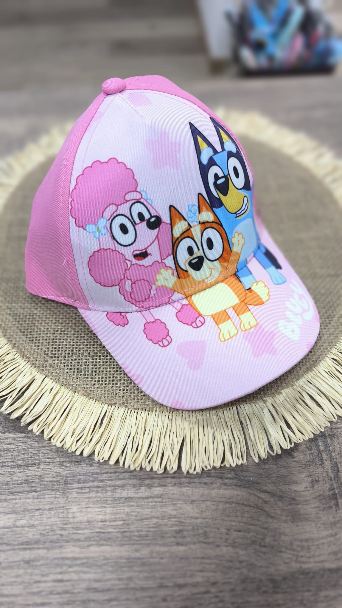 Gorra Infantil de Bluey Oficial – Rosa y Azul, Transpirable y Ajustable