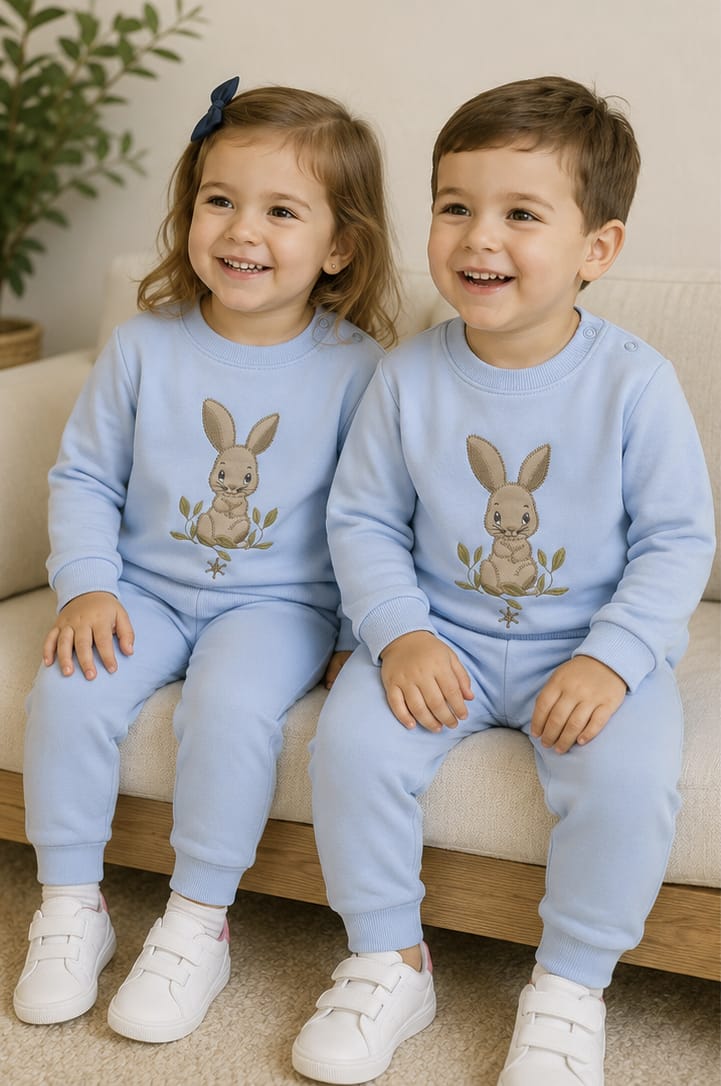 Chándal Conejitos Celeste Afelpado