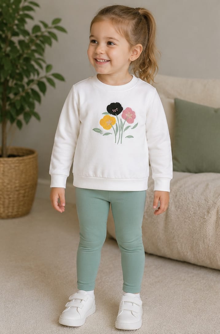 Conjunto Flores con Leggins Verde