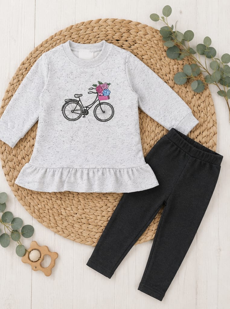 Conjunto Bicicleta con Leggins Color Carbón para Niña