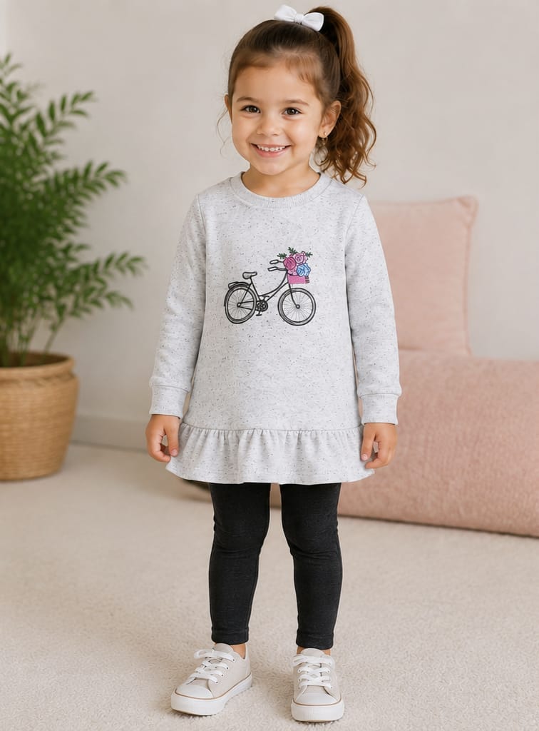 Conjunto Bicicleta con Leggins Color Carbón para Niña