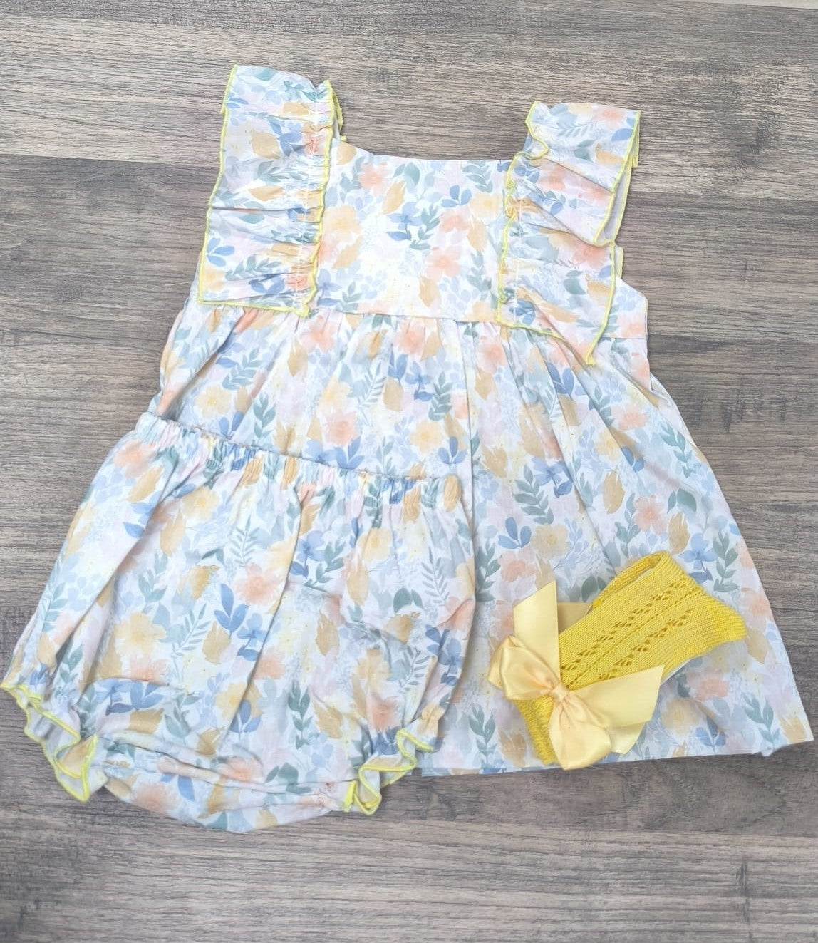 Vestido con cubrepañal de flores para bebé niña Tony Bambino | 100% algodón