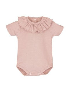 Body Titán Liso Calamaro manga corta | 100% algodón | cuello volante en color Rosa Nude