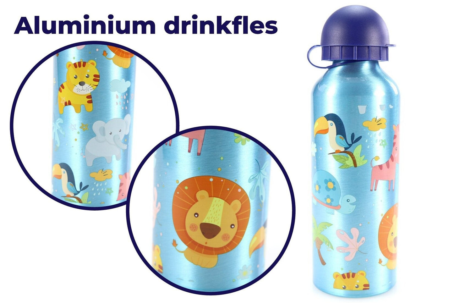 Botella Térmica Infantil de Aluminio 500 ml con Diseño de Animales