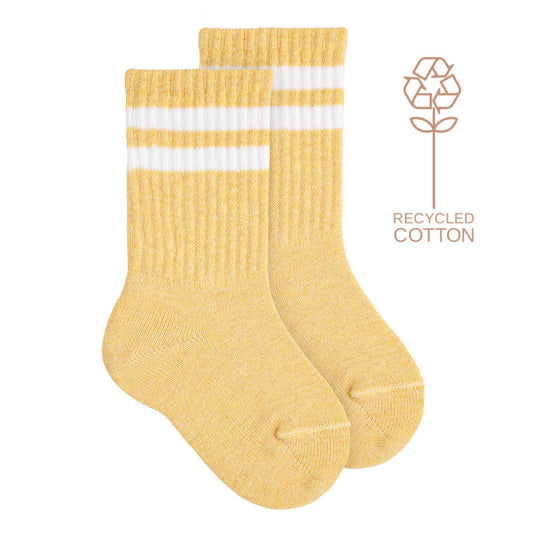 Calcetines altos algodón reciclado con dos listas color Maiz | Cóndor