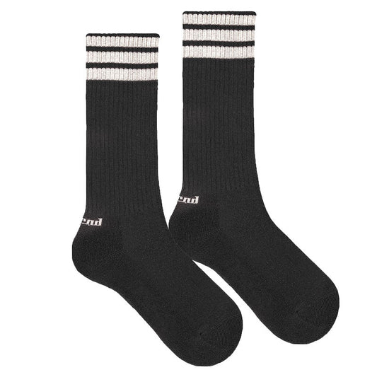 Calcetines sport puño americano, 3 listas y rizo en color Negro | Cóndor