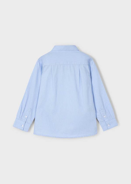 Camisa Básica de Manga Larga para Niño Celeste de Rayas
