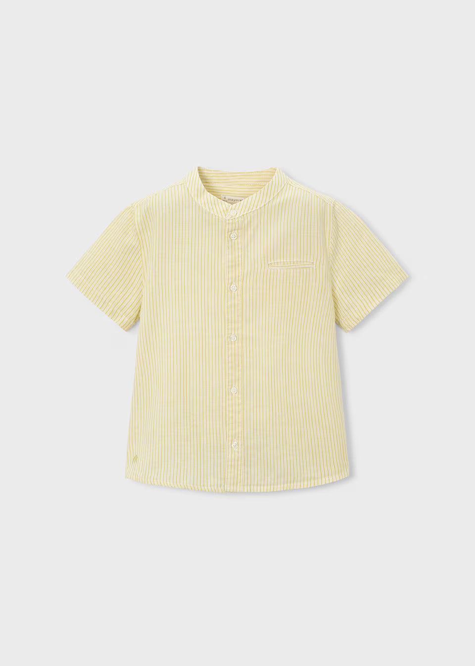 Camisa cuello mao con lino niño color Oliva