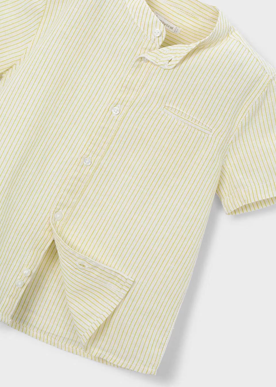 Camisa cuello mao con lino niño color Oliva