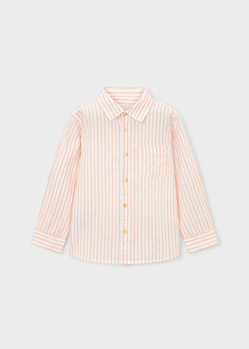 Camisa manga larga con lino niño Color Mandarina