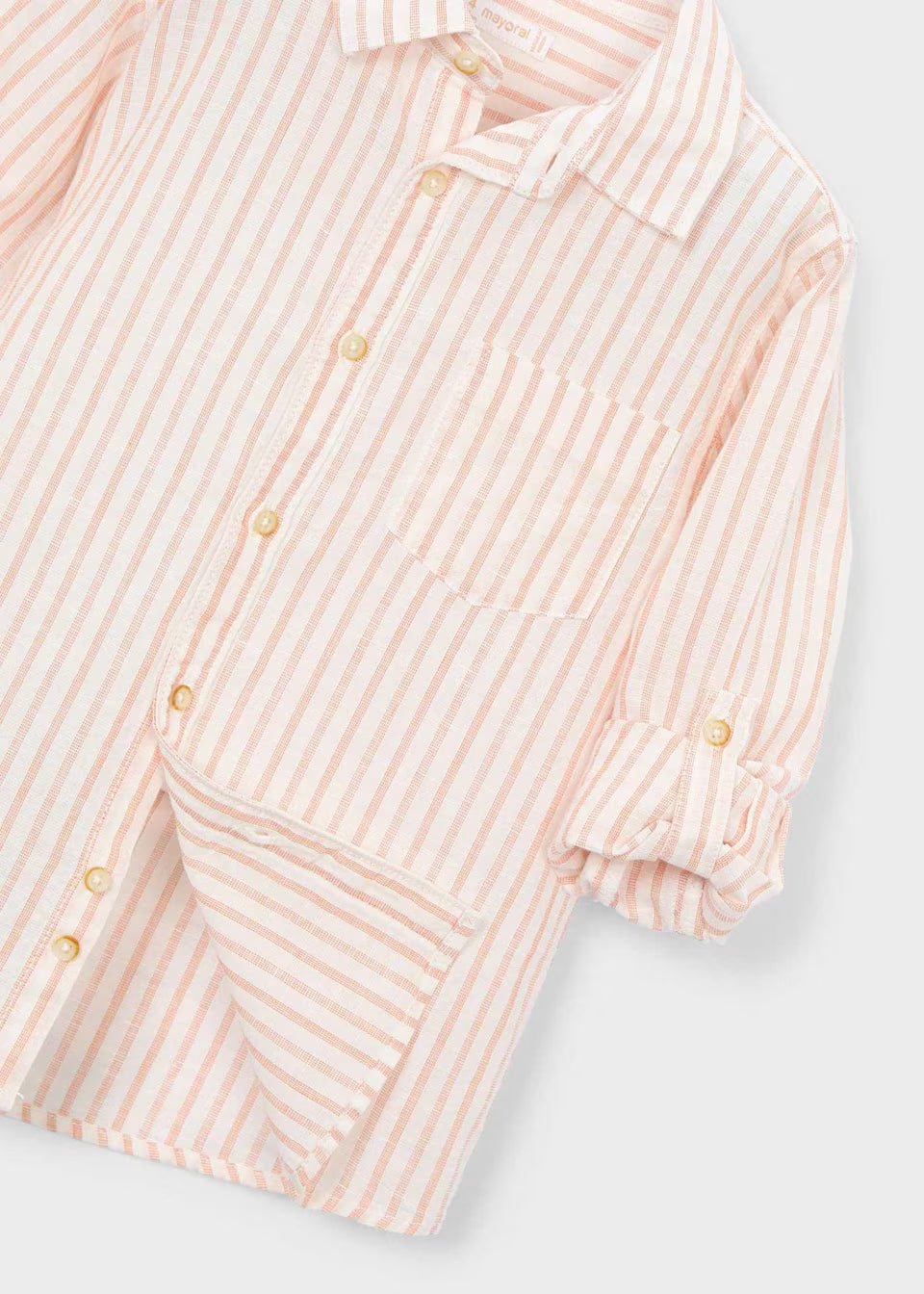 Camisa manga larga con lino niño Color Mandarina