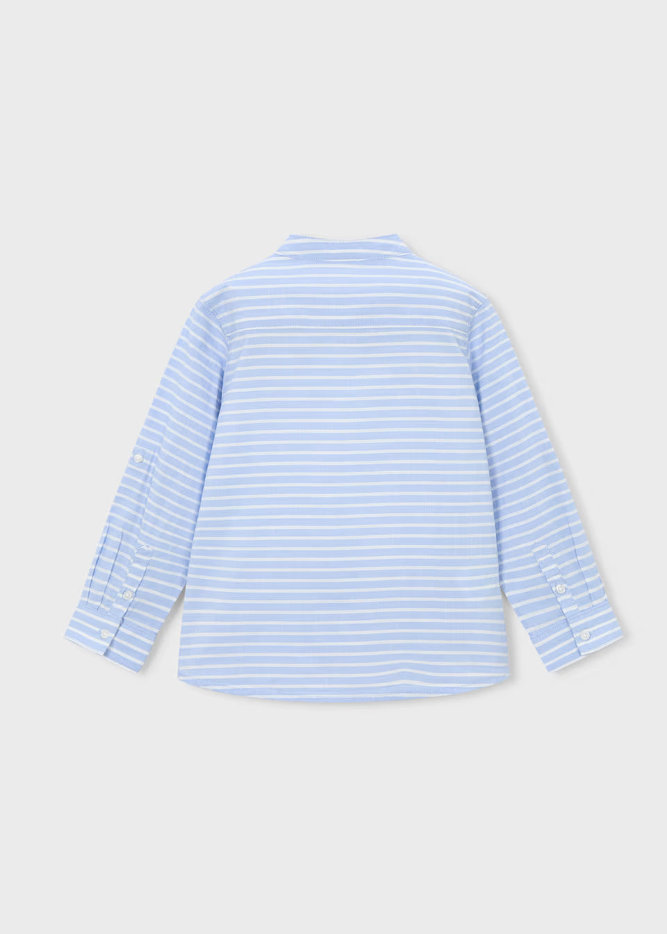 Camisa manga larga rayas cuello mao niño color Cielo