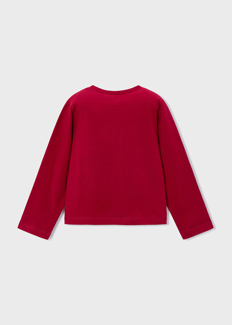 Camiseta básica de manga larga - Color Cereza con flor niña - Mayoral