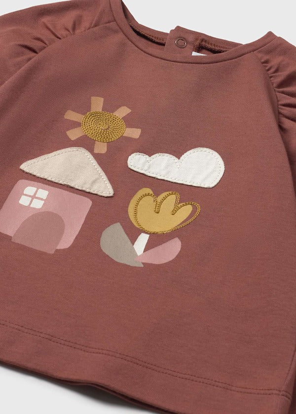 Camiseta gráfica color terracota niña – Mayoral