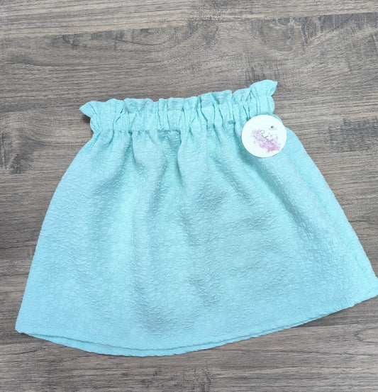 Falda Verde Agua para Niña – Cinturilla Elástica y Estampado Floral Elegante