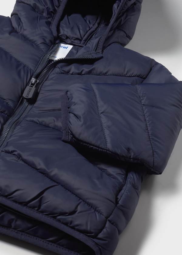 Chaquetón acolchado infantil azul marino con capucha