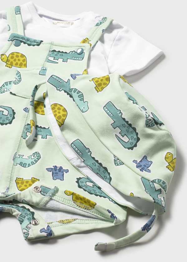 Conjunto 3 Piezas animales Bebé | Peto Corto, Camiseta y Gorro