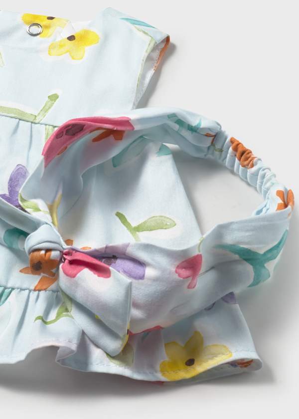 Jesusito de bebé azul con estampado floral | 3con cubrepañal y diadema 🌸