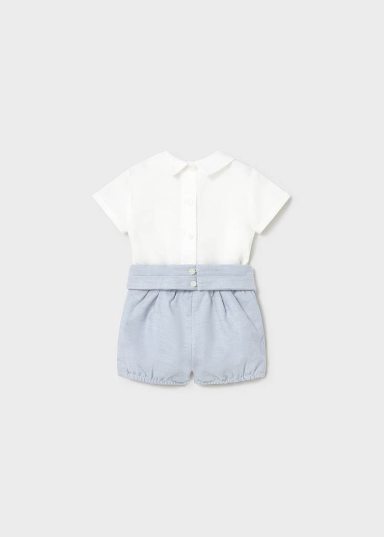Conjunto Ceremonia Niño – Camisa de Lino y Pantalón Corto con Fajín