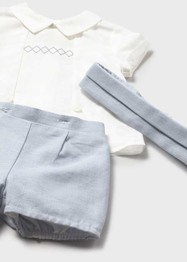 Conjunto Ceremonia Niño – Camisa de Lino y Pantalón Corto con Fajín