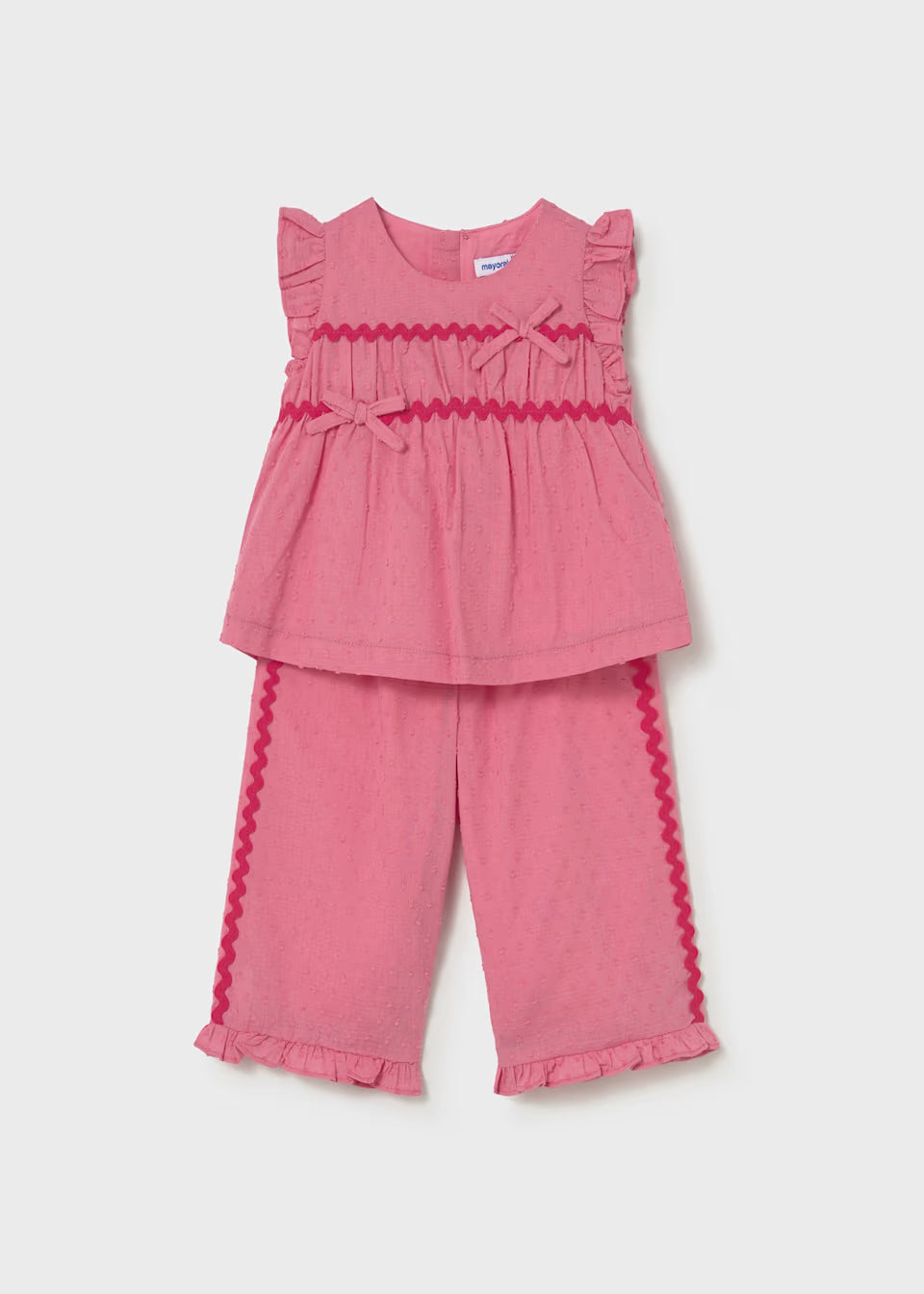 Conjunto pantalón y blusa volantes bebé