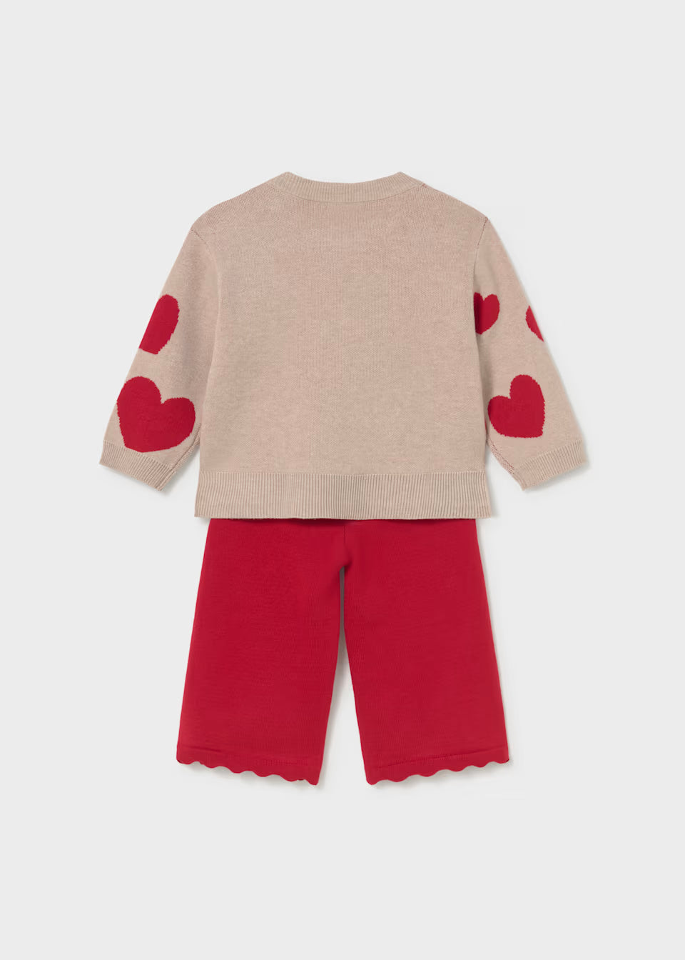 Conjunto de Jersey de Punto y Pantalón para Niña con Corazones