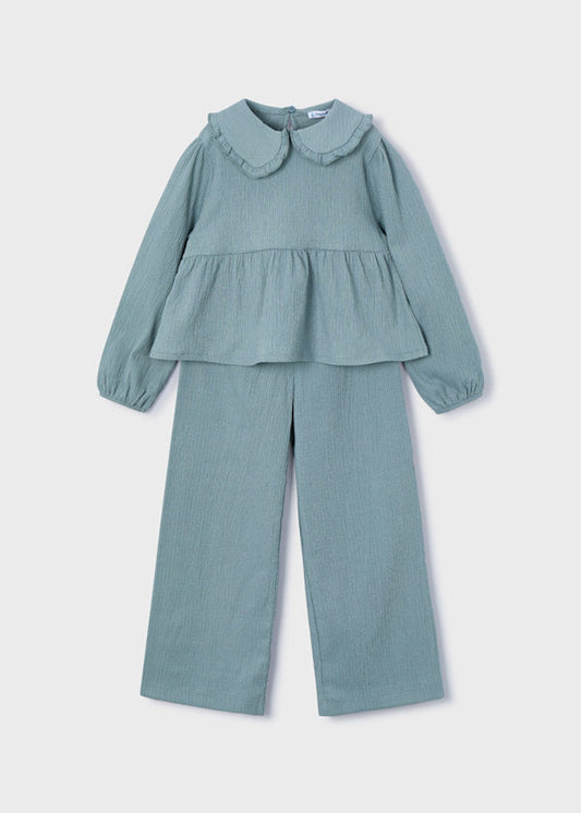 Conjunto de Blusa y Pantalón Largo para Niña Mayoral – Color Salvia