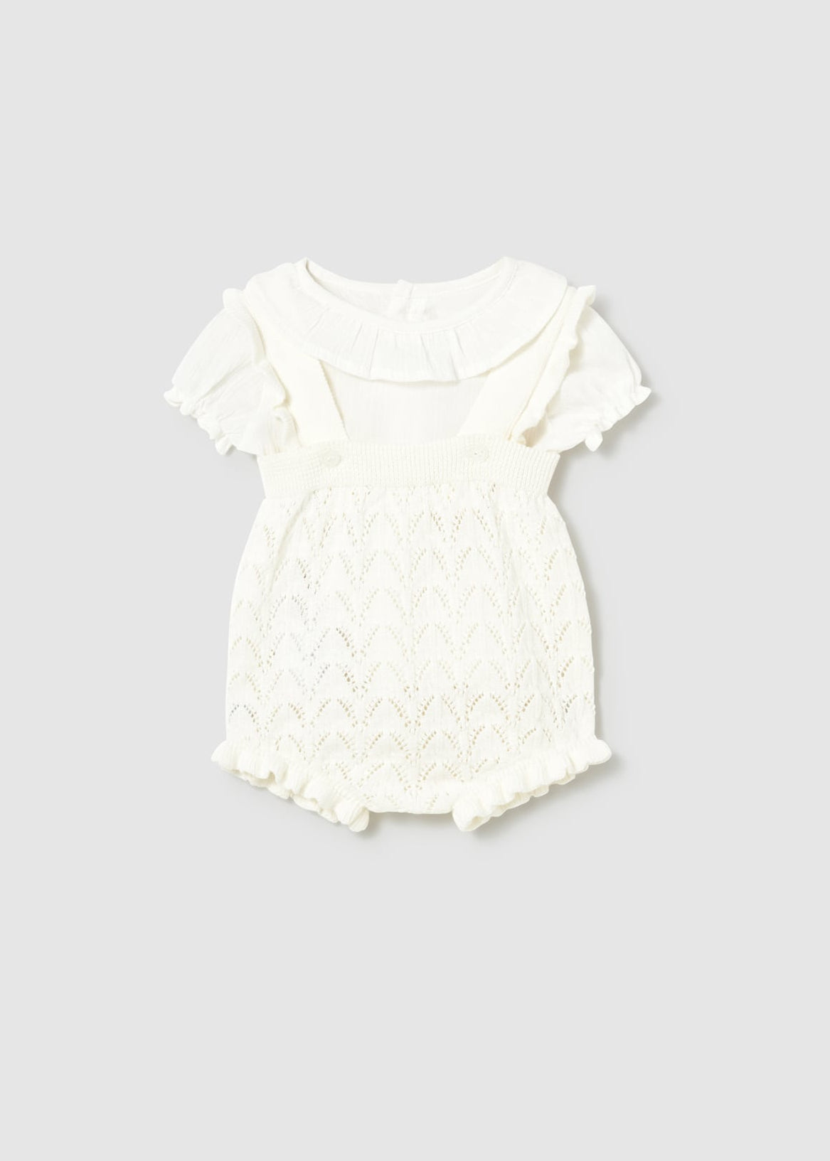Conjunto Unisex Peto Tricot y Blusa en Color Cerámica | 100% Algodón