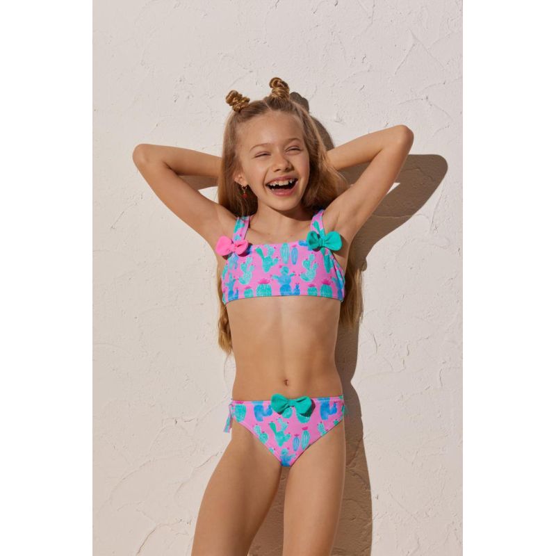 Bikini de Niña Ysabel Mora de Dos Piezas con Estampado de Cactus