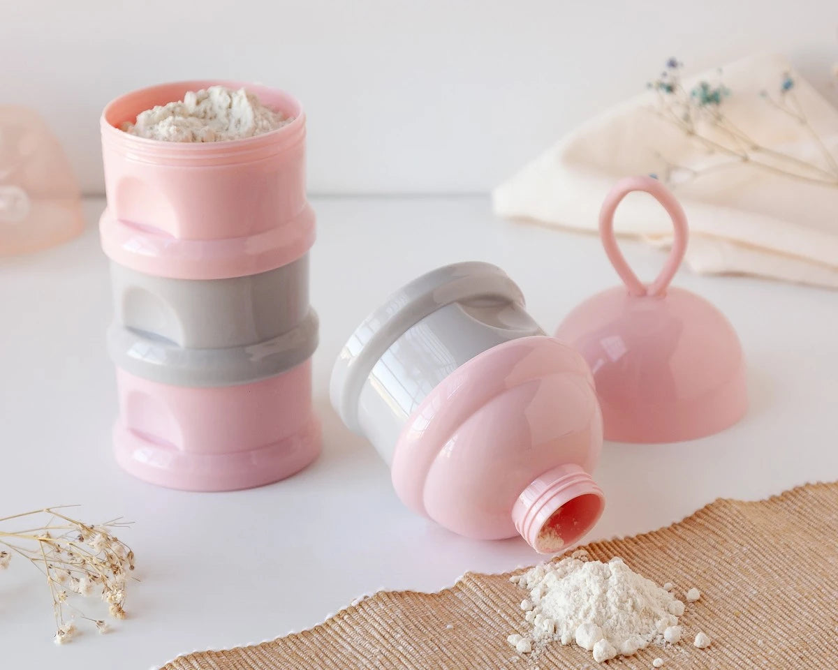 Dosificador de Leche en Polvo para Bebés con Embudo y Asa de Transporte