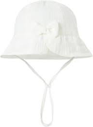 Gorro de bebé de muselina blanco con lazo – suave, transpirable y perfecto para el verano